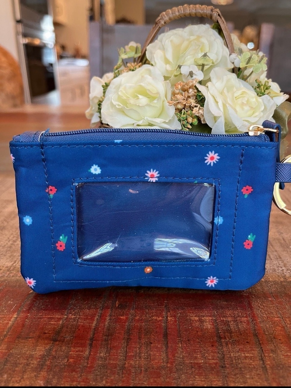 NEW ban.do CARD CASE/ID HOLDER Navy ZIPPERED with KEY 🔑 RING!